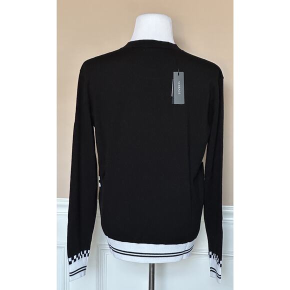 NWT Versace Medusa Logo Wool Knit Sweater Black 40 US (50 Eu) Italy A86467 - Picture 10 of 14
